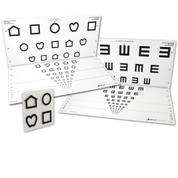 Visustafel Lea-Symbole und E-Haken, weiß, 4 und 5 Meter, faltbar