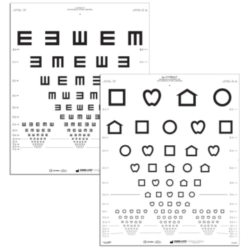 Visustafel mit LEA-Symbolen und E-Haken, weiß (3 Meter)