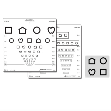Visustafel LEA-Symbole und E-Haken, weiß (4 und 5 Meter)